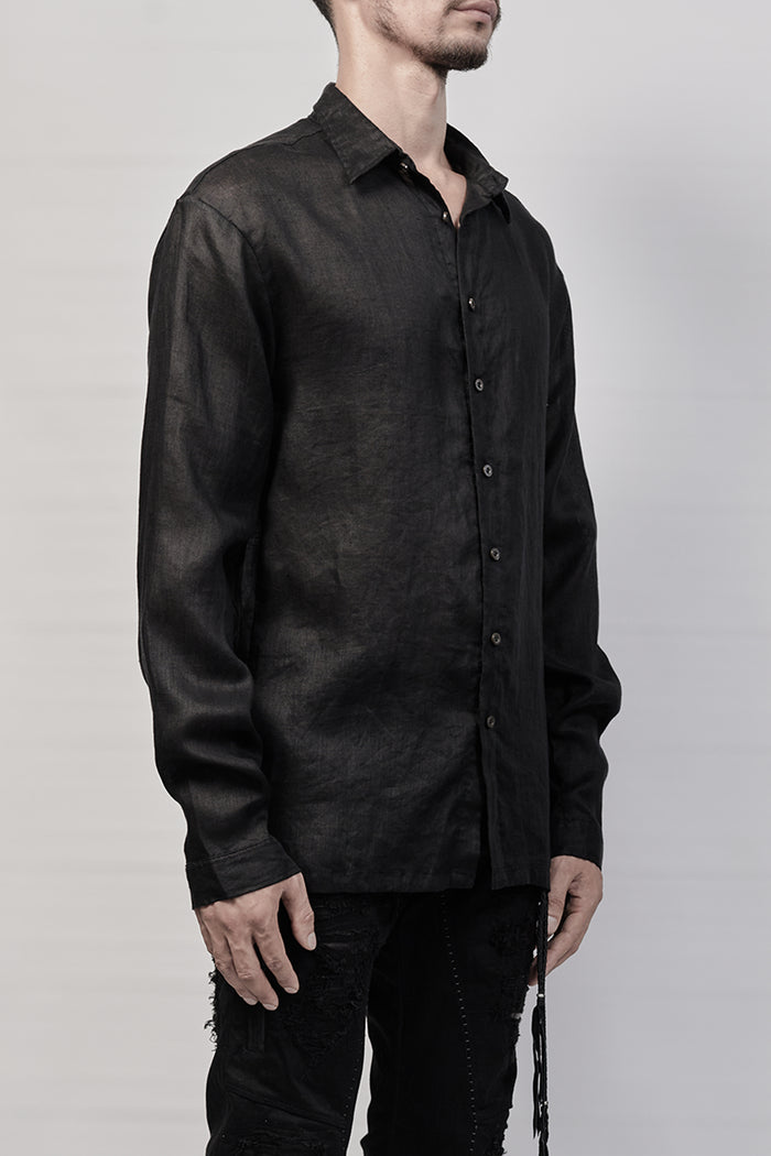 2101-SH04E/LS Linen Slim Shirt LS - Black