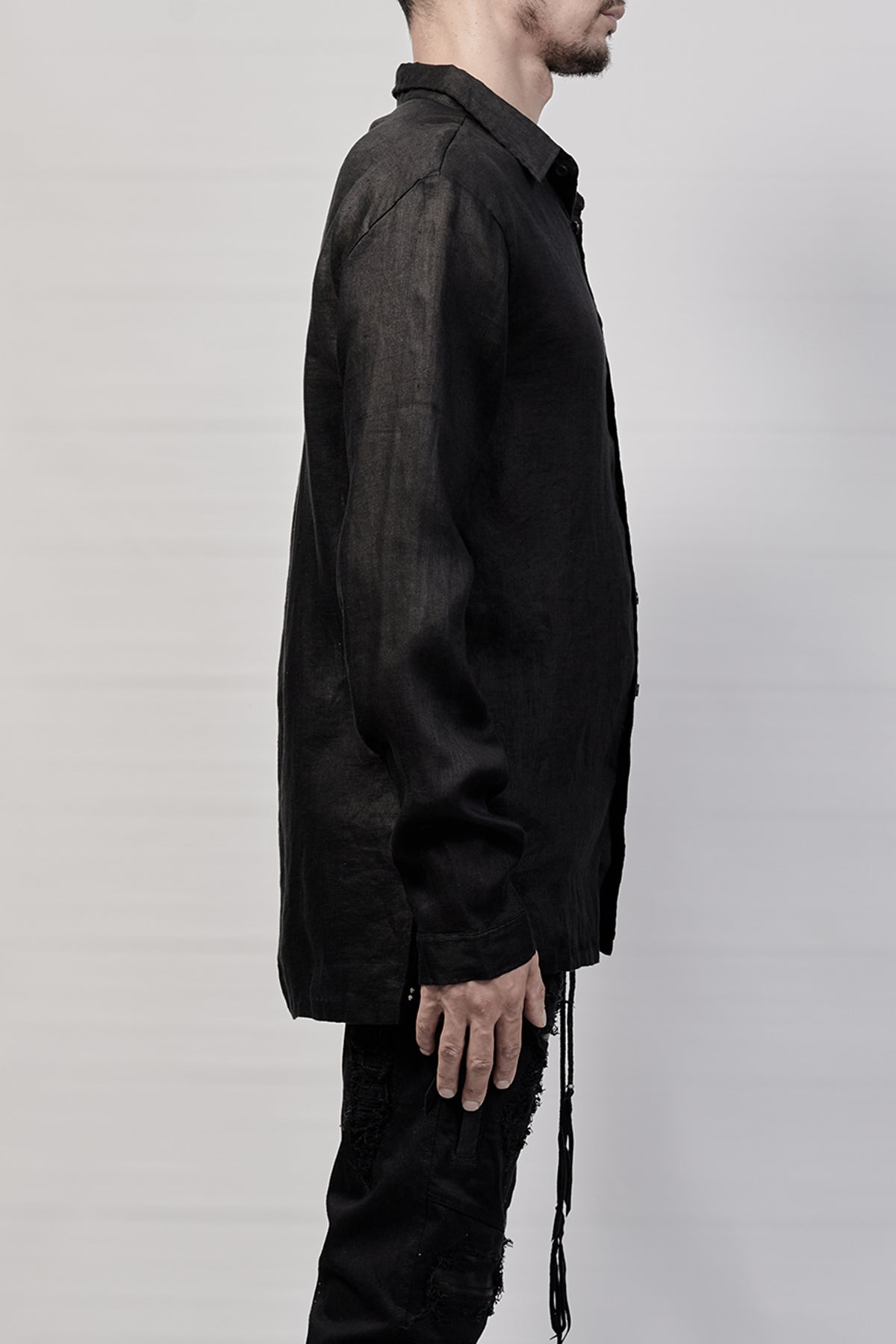 2101-SH04E/LS Linen Slim Shirt LS - Black
