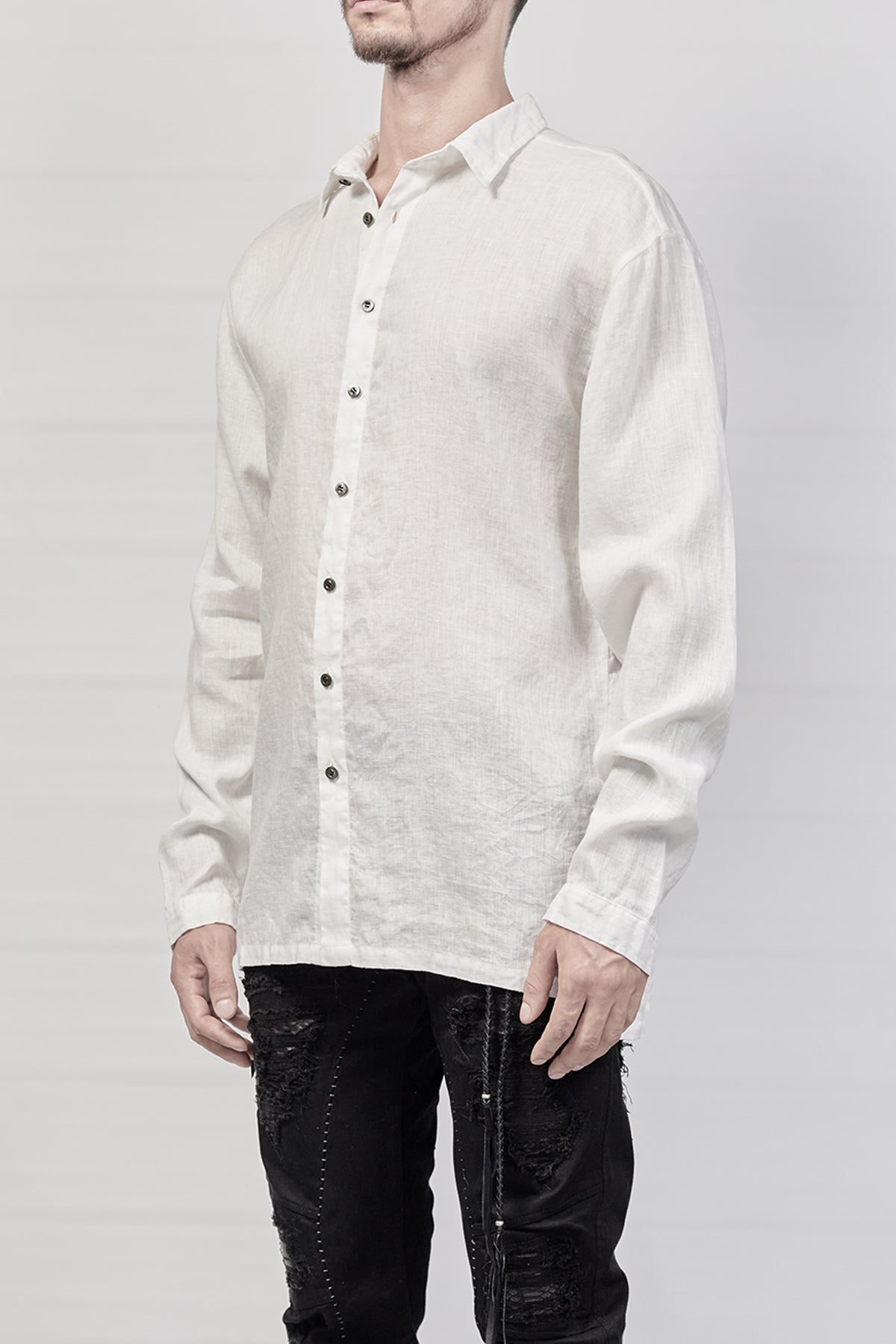 2101-SH04E/LS Linen Slim Shirt LS - White