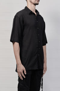 2101-SH04A Crepe Cotton Slim Shirt - Black