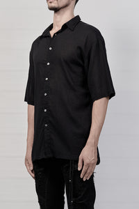 2101-SH04E Linen Slim Shirt SS - Black