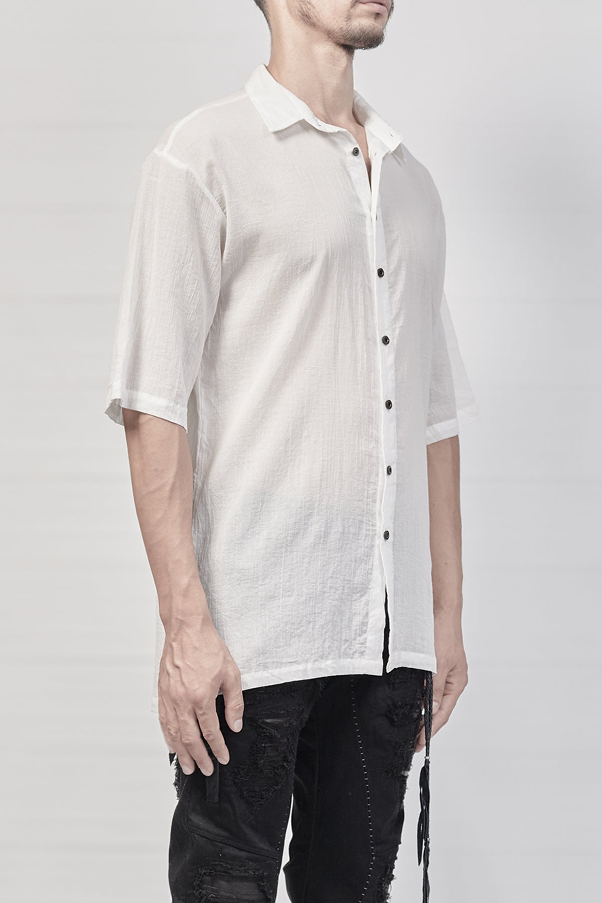 2101-SH04A Crepe Cotton Slim Shirt - White