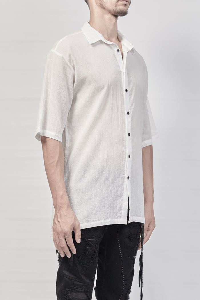 2101-SH04A Crepe Cotton Slim Shirt - White