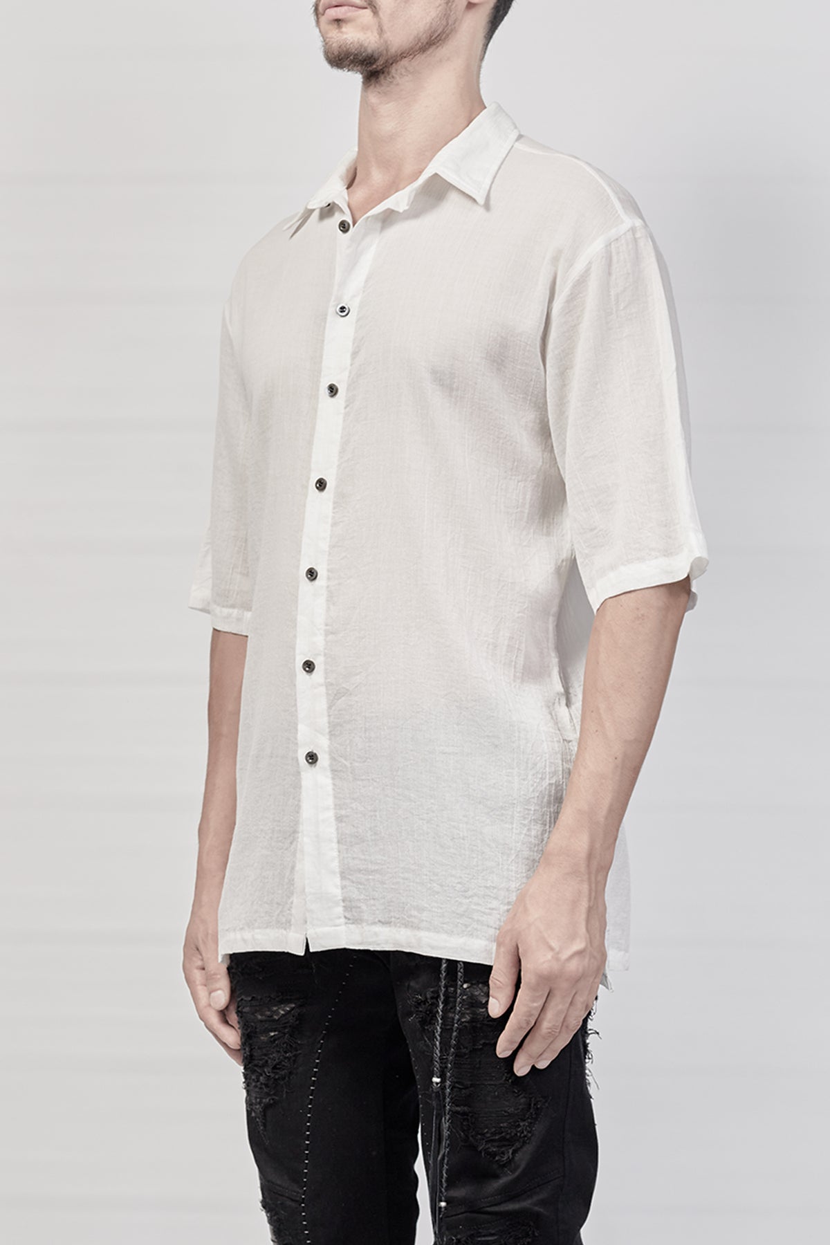 2101-SH04A Crepe Cotton Slim Shirt - White