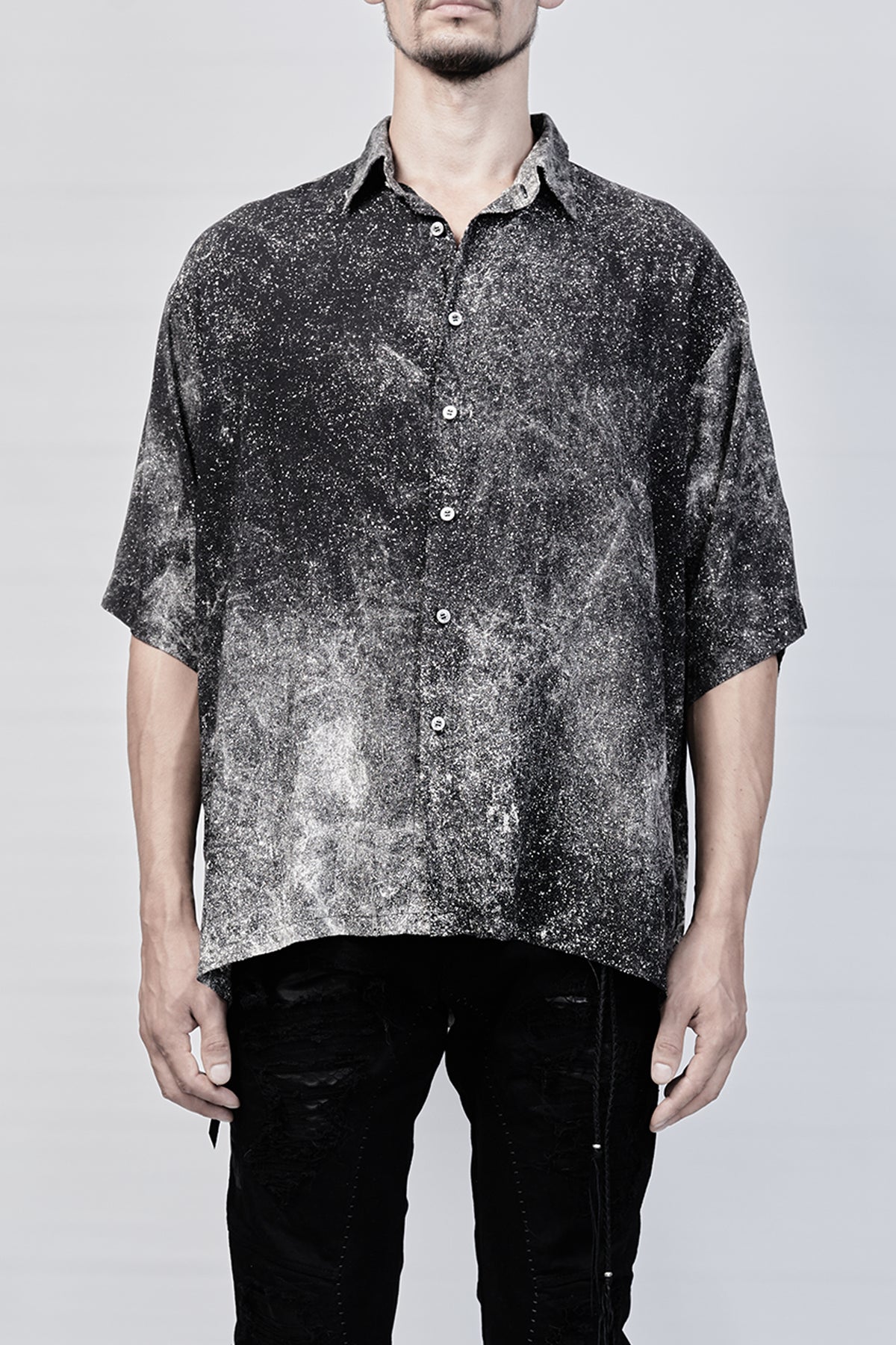 2001-SH02D Powder Storm Rayon Box Shirt - Black
