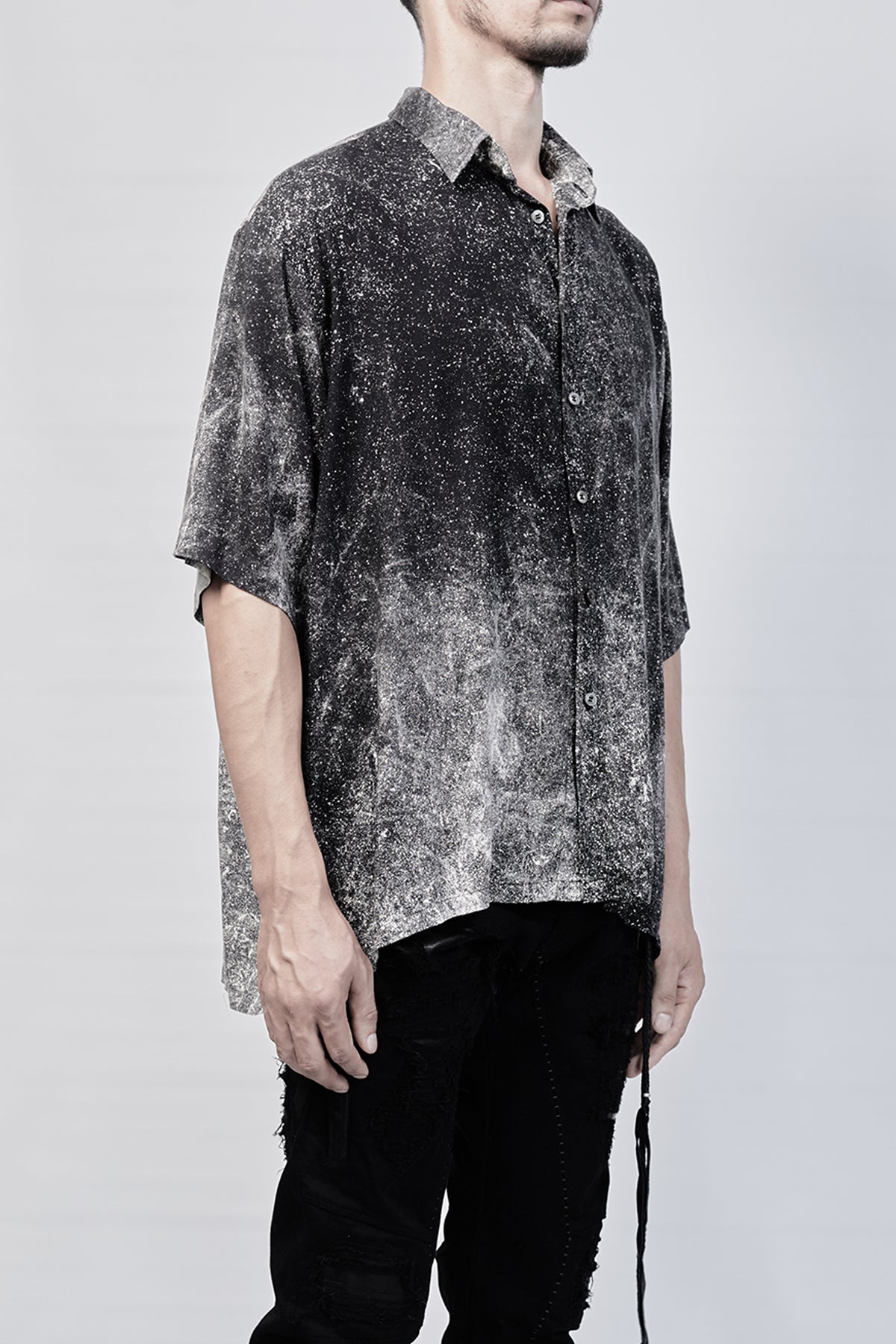 2001-SH02D Powder Storm Rayon Box Shirt - Black